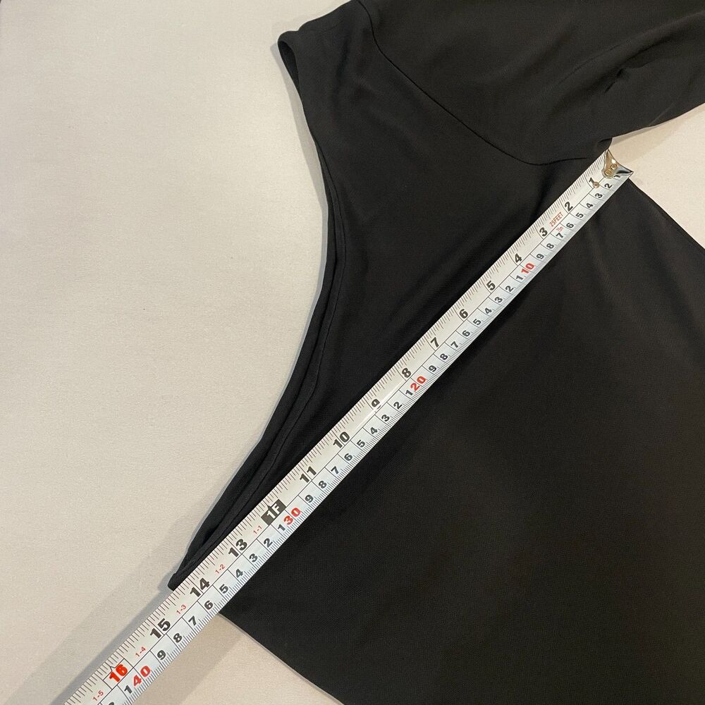 ~ Lauren Ralph Lauren S 1-Shoulder Maxi Dress Black A-line Fit&Flare Long Sleeve - Picture 5 of 15